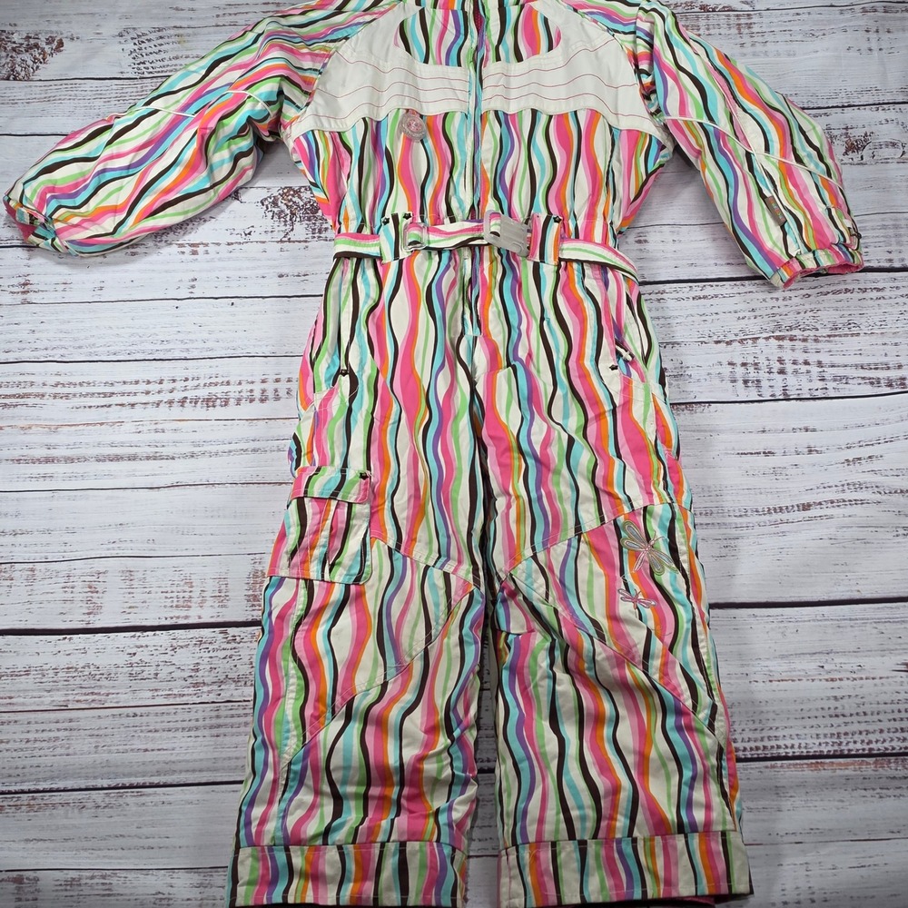 Obermeyer I-Grow Snow Suit Kids Size 6 Multicolor Good Wavy Stripe One-Piece